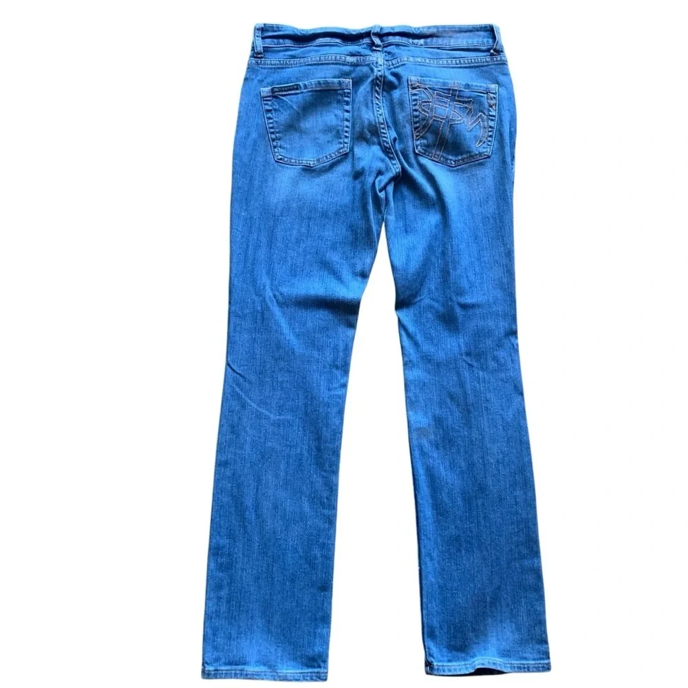 Classic Blue Straight‎ Leg Jeans with Contrast Stitching